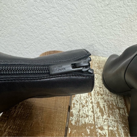 Stuart Weitzman Bedford Black Leather Ankle Booties Size 6.5 - Picture 7 of 9